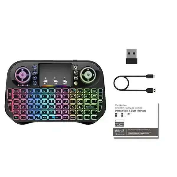 10 Wireless Backlit Mini Keyboard With Touchpad Learning Function 2.4GHZ Wireless Backlit Mini Keyboard with TouchPad and mouse for Xbox,Android TV Box,Laptop,Desktop,Projector&Smart TV Backlight Fun