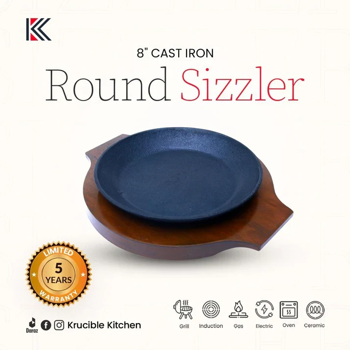 Sizzler 8" (20 cm) Round Cast Iron Krucible Kitchen