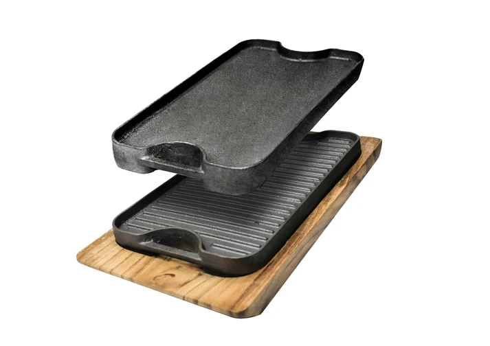 RTRGG13 Reversible Grill Griddle 13 in x 7.5 in, Cast Iron Krucible Kitchen Seasoned
