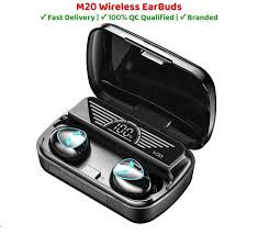 True Wireless Earbuds, for Samsung Galaxy M20 Bluetooth 5.1 Earbuds in-Ear TWS Stereo Headphones with Smart LED Display Charging Case Waterproof Built-in Mic