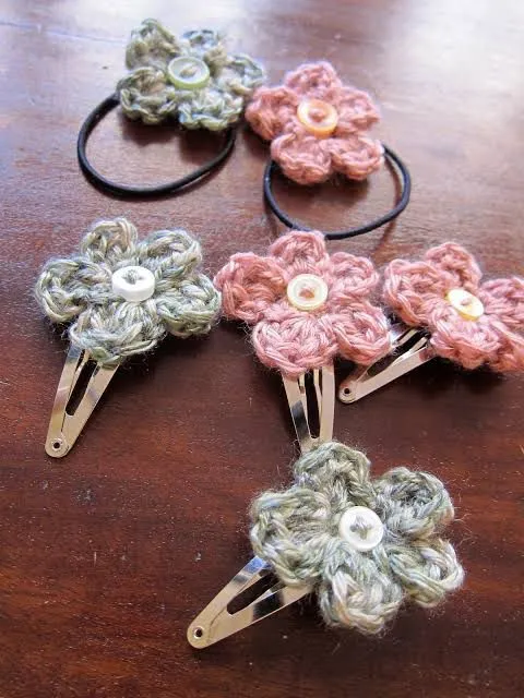 Handmade Crochet Girls Hair Clips