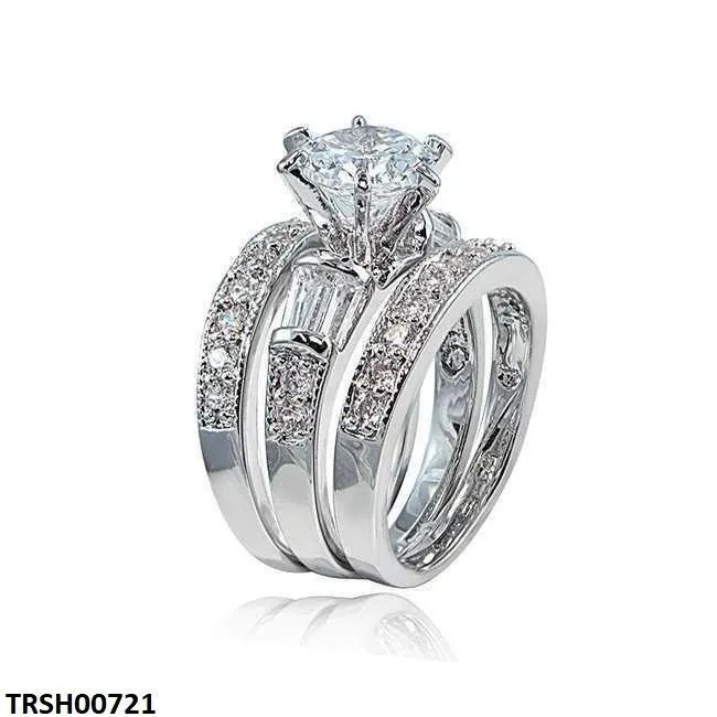Imp Crystal studed Wedding ring pack of 3