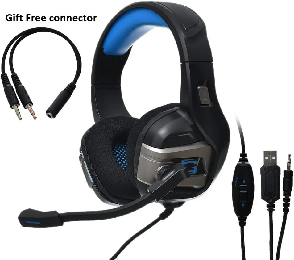 GM200 Professional Gaming Headset With Noise Cancelling Microphone -Gaming Headset for PC PS Laptop Tablet Computer Mobile Phone, 4MM Noise Cancelling Headset with Mic, Volume Adjustable Bass Surround