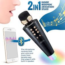 WSTER Karaoke Microphone & Speaker, Kids Bluetooth Karaoke Microphone Portable Mic Player Speaker with LED for Christmas Birthday Home Party KTV Outdoor
