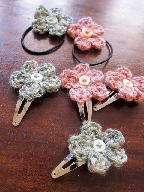 Handmade Crochet Girls Hair Clips