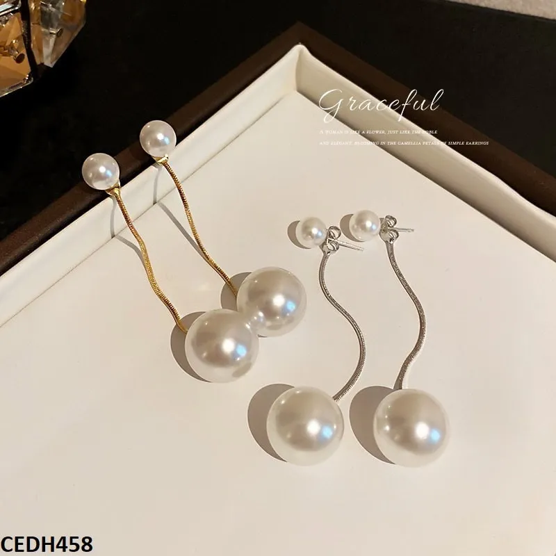 White Pearl drop earrings