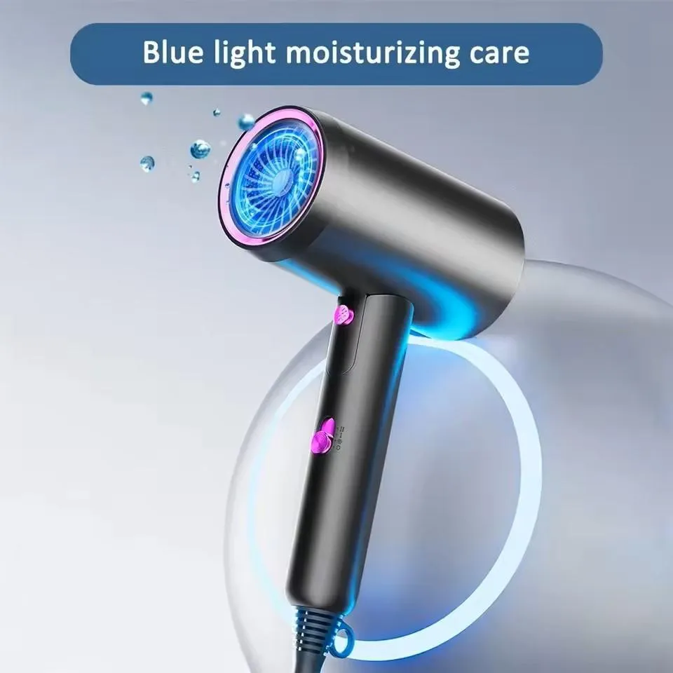 Blue light temperature control hair dryer