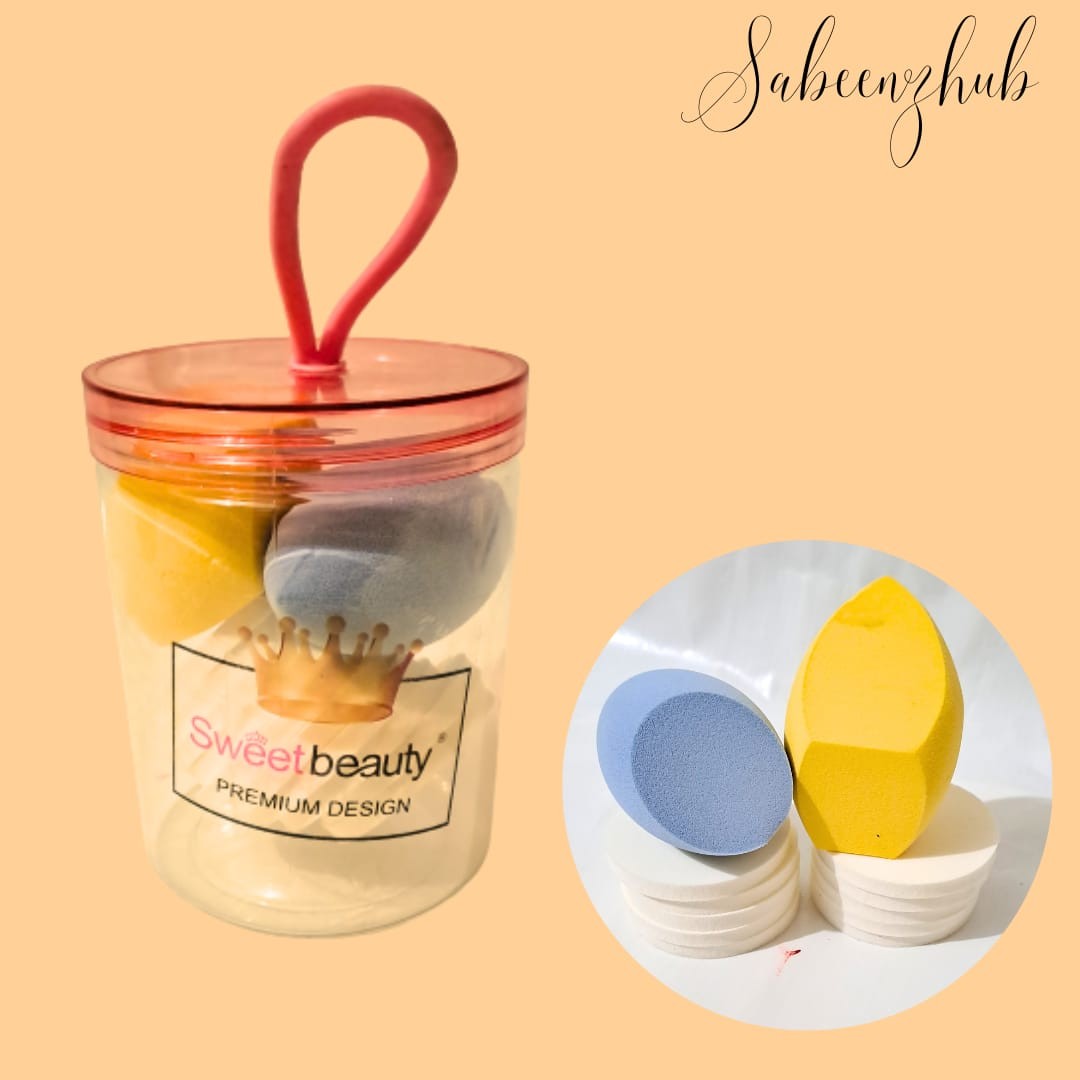 Multi-coloured makeup sponge Jar