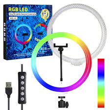 RINGLIGHT RD-33 13" WITH PHONE HOLDER MULTICOLOR Multi Colorful Rainbow Light & Off White Light With Phone Clip Wall Phone Video Beautiful Light - TikTok Light - Musically Light - Youtubers (Without S