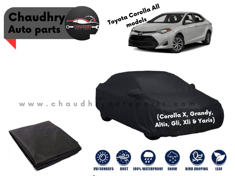 Toyota Corolla All models(Corolla X, Grandy, Altis, Gli, Xli & Yaris) Carbon Coated Top Cover Premium Quality, Water Proof~Scratches Proof~Double Stitched~Cover Whole Body Packed In High Quality Bag -