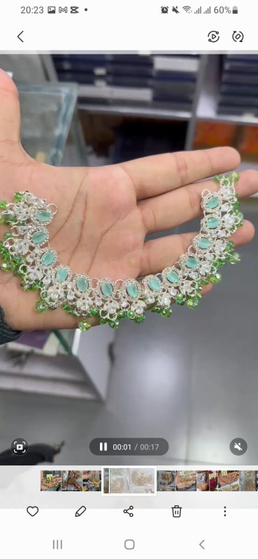 Crystal beaded Necklace Set with FREE HOOP EARRINGS 