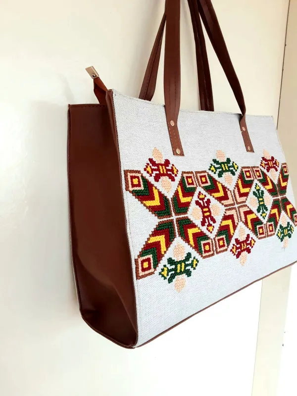 Women's Jute Embroidered Shoulder Bag