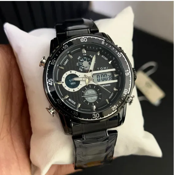 TOMI Dual Time Steel Chain Watch