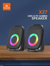 Kisonli X27 active Bluetooth speaker studio monitors USB RGB gaming mobile speaker cleaner sound Feature Portable Music Mini Speaker For HOME THEATRE, Portable Audio Player, Mobile Phone, Karaoke Play