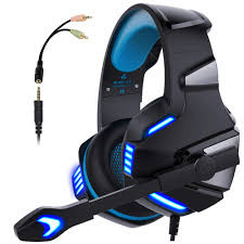 L1 Gaming Headset – 3.5mm Stereo Sound – Blue LED Backlit with Mic - L1 Gaming Headset Noise Isolating Over Ear Headphones with Mic, Volume Control , Bass Surround, video game for PC PS4 PS5 PC/Ninten